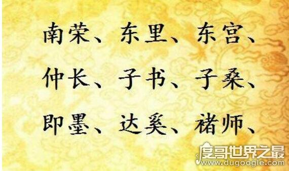 中国百家姓中的复姓有哪些，共计85个(最长复姓长达17个字)