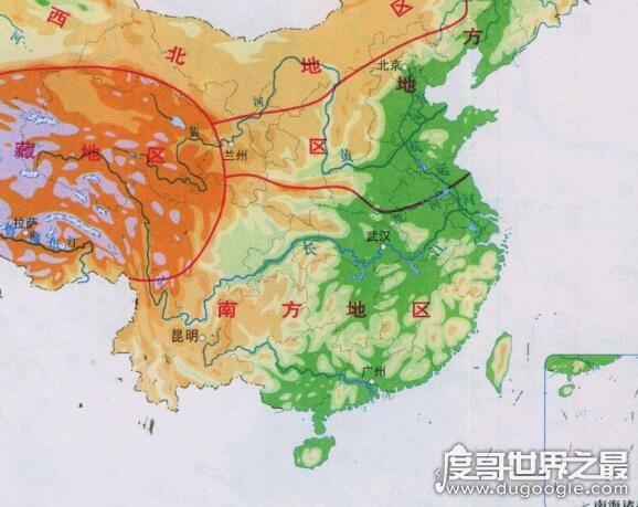 中国四大地理分区，分别是北方、南方、西北和青藏地区