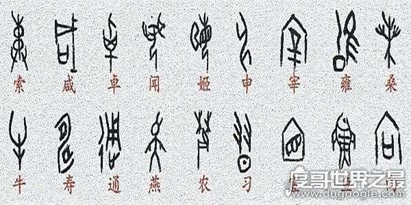 中国最古老的文字，商周时期的甲骨文(刻在兽骨上的文字)