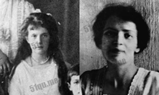 上图左为真正的安娜斯塔西娅，她被杀害时只有17岁。右为安德森一直自称是安娜斯塔西娅。