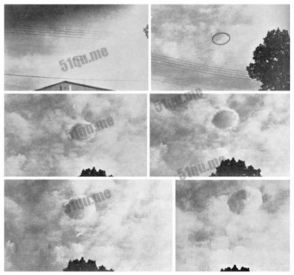 1957年维吉尼亚州拍摄，展示黑色圆环慢慢形成云雾球状
