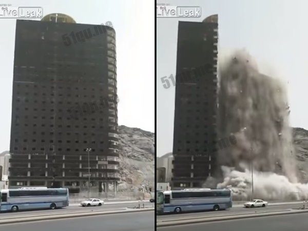 沙特阿拉伯大楼半边倒塌