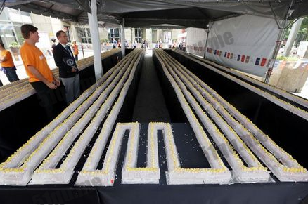 世上最长的蛋糕卷 打破吉尼斯世界纪录