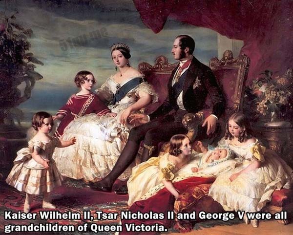 威廉二世、沙皇尼古拉斯二世以及乔治五世其实都是维多利亚女王的孙子。